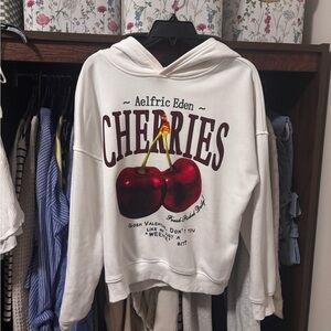 Aelfric Eden Cream Hoodie with Cherry Graphic